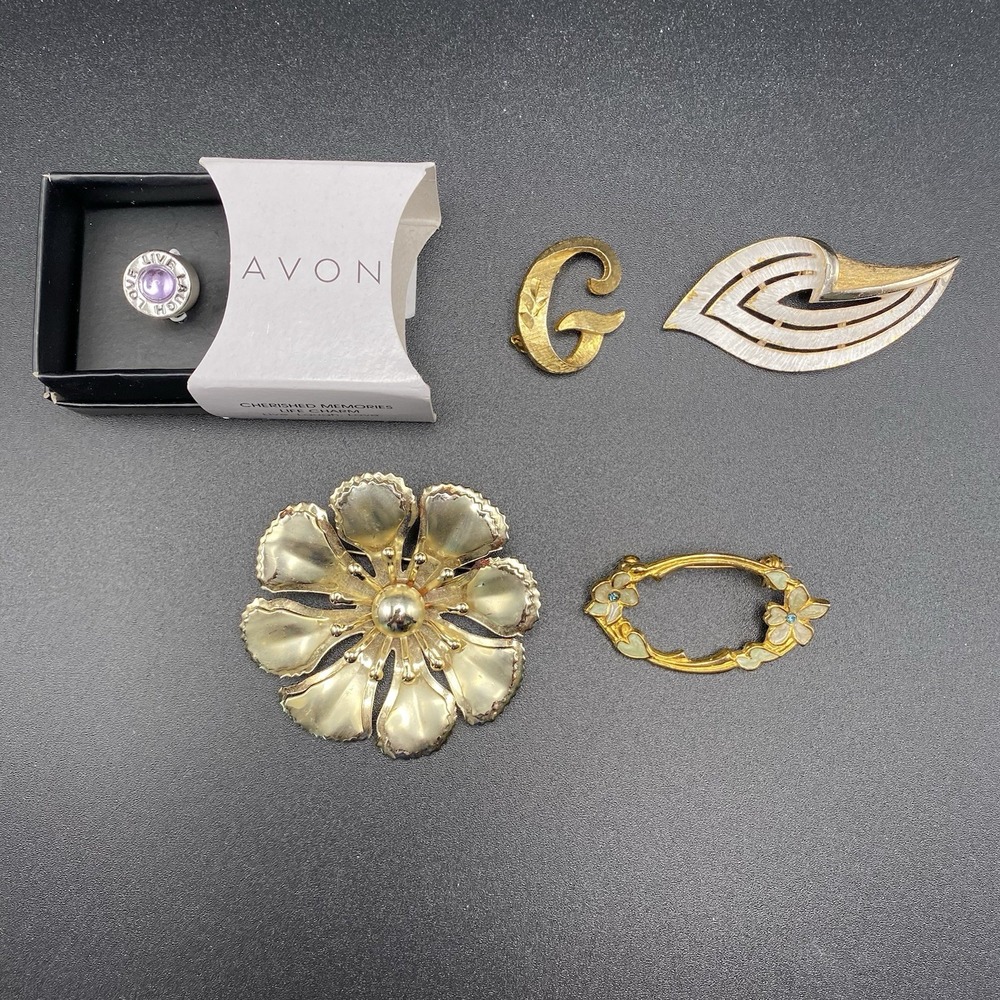 JJ Mamselle Avon Gold Silver Brooch Charm Lot Vintage Mixed Multi